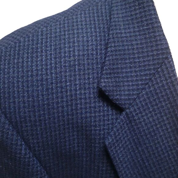 Oscar de la Renta Blazer Men 44L Blue Plaid Wool Sportscoat Jacket - Picture 2 of 16